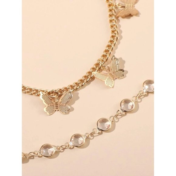 Gold Butterfly Charm Anklet - Picture 3 of 3